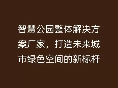 智慧公园整体解决方案厂家，打造未来城市绿色空间的新标杆