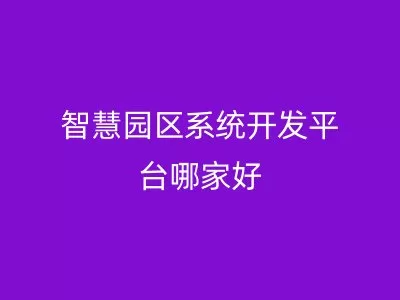 智慧园区系统开发平台哪家好